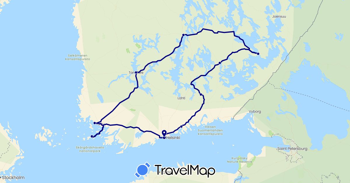 TravelMap itinerary: driving in Finland (Europe)