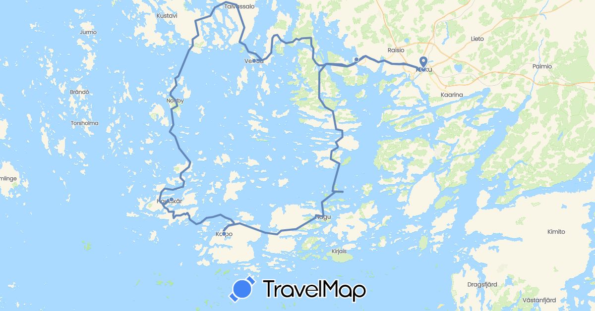 TravelMap itinerary: driving, cycling in Finland (Europe)