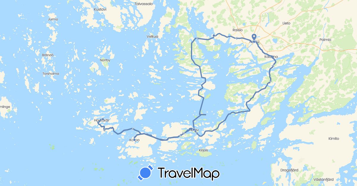 TravelMap itinerary: driving, cycling in Finland (Europe)