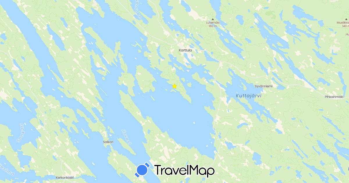 TravelMap itinerary: driving in Finland (Europe)