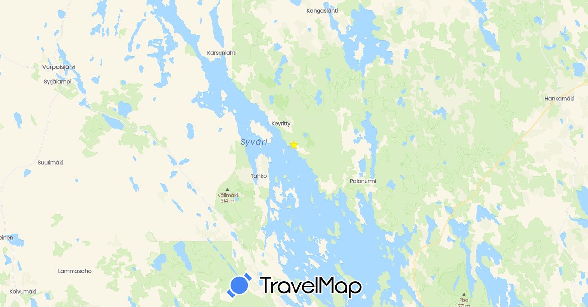 TravelMap itinerary: driving in Finland (Europe)