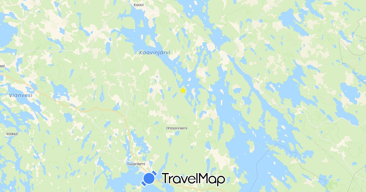TravelMap itinerary: driving in Finland (Europe)