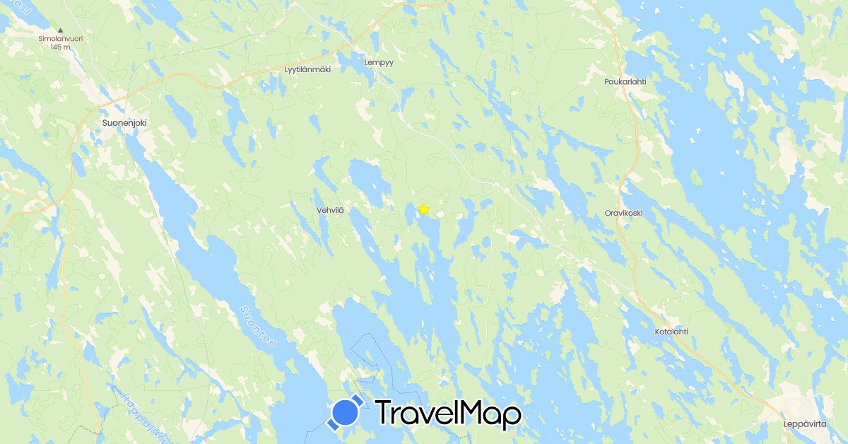 TravelMap itinerary: driving in Finland (Europe)