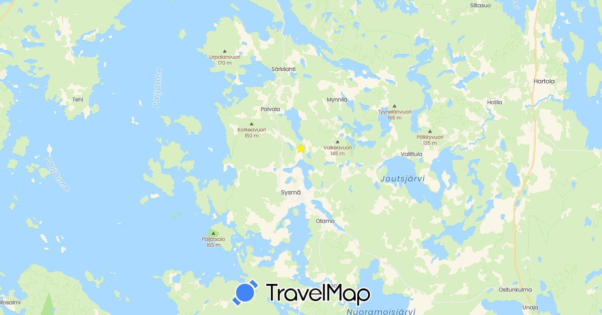 TravelMap itinerary: driving in Finland (Europe)