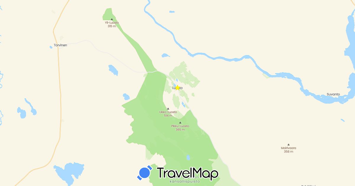TravelMap itinerary: driving in Finland (Europe)