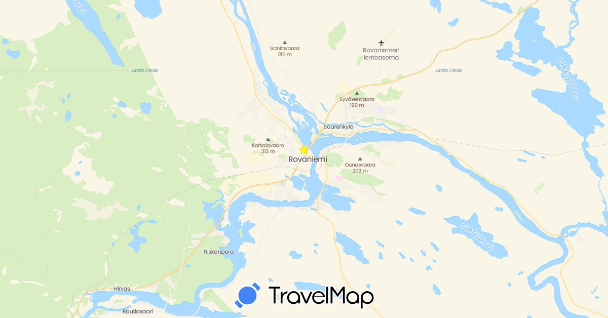 TravelMap itinerary: driving in Finland (Europe)
